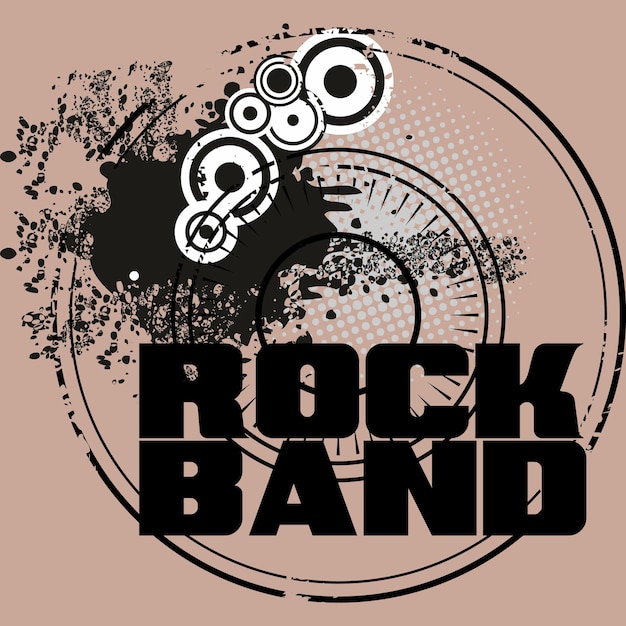 Vettore il logo di una rock band con un cerchio e delle parole sopra