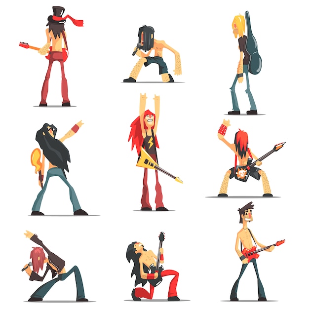 Rock band members funny characters set