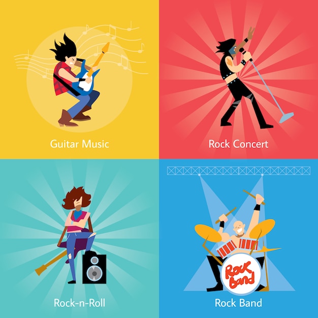 Rock band music group  illustration