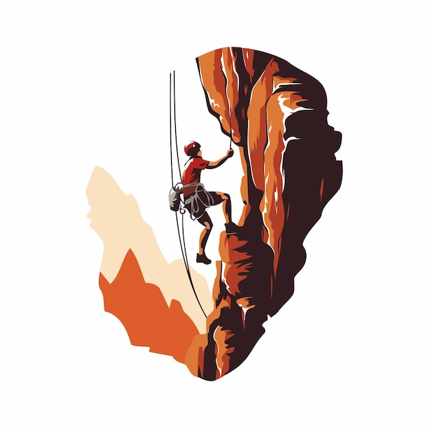 Rock climber Vector illustratie van een man die op een klif klimt