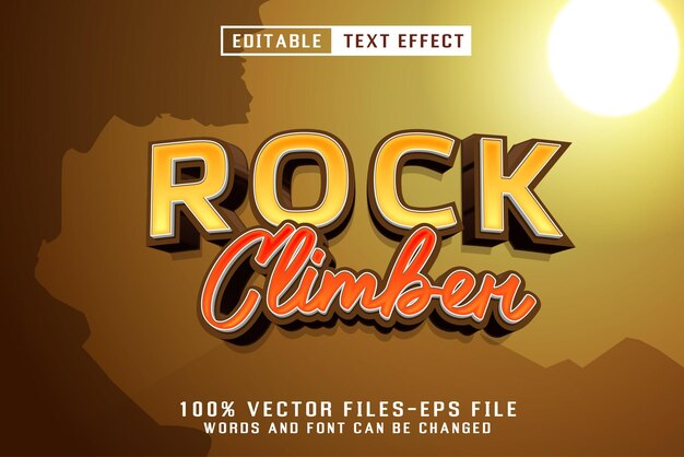 Vector rock climbing editable text effect