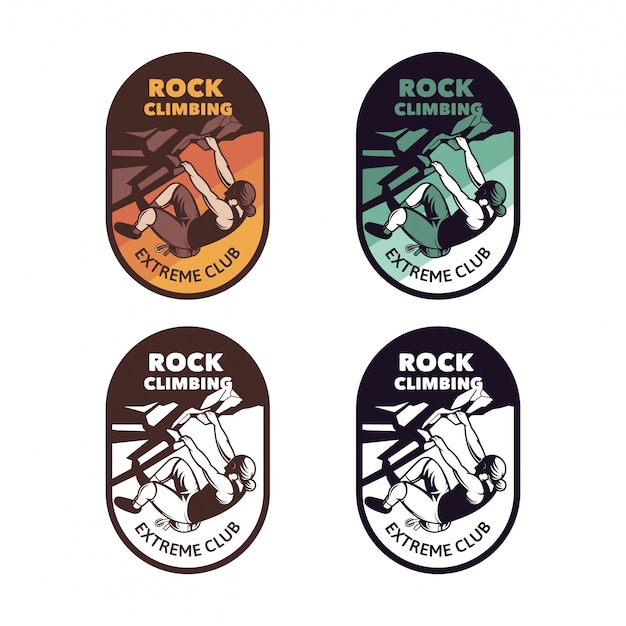 Vector rock climbing extreme club badge collection