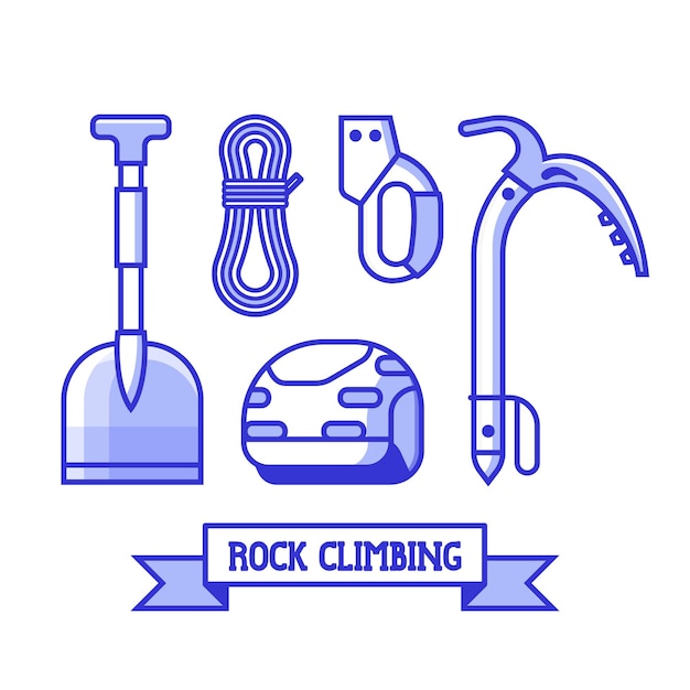 Rock Climbing Icons Set