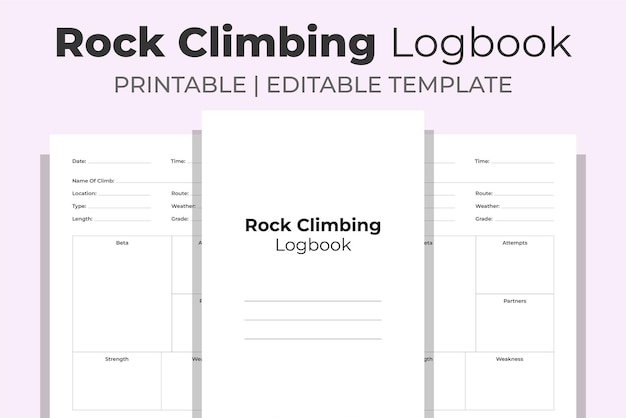 Vector rock climbing logbook kdp interior