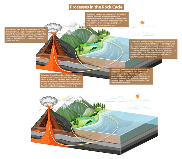 Vector rock cycle processes diagram