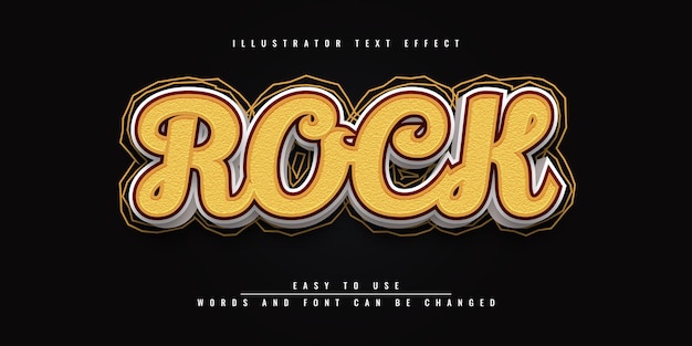 Rock editable 3d yelllow text effect design