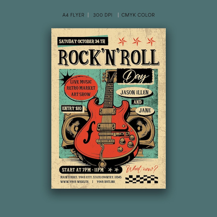 Vector rock en roll flyer