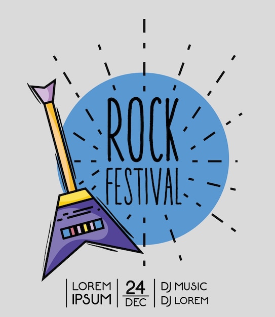ロックフェスティバルイベント音楽コンサートのベクトル図