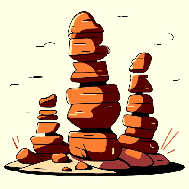 Vector rock formations with unique shapes and textures vector illustration in flat style