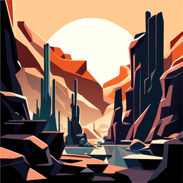 Vector rock formations with unique shapes and textures vector illustration in flat style