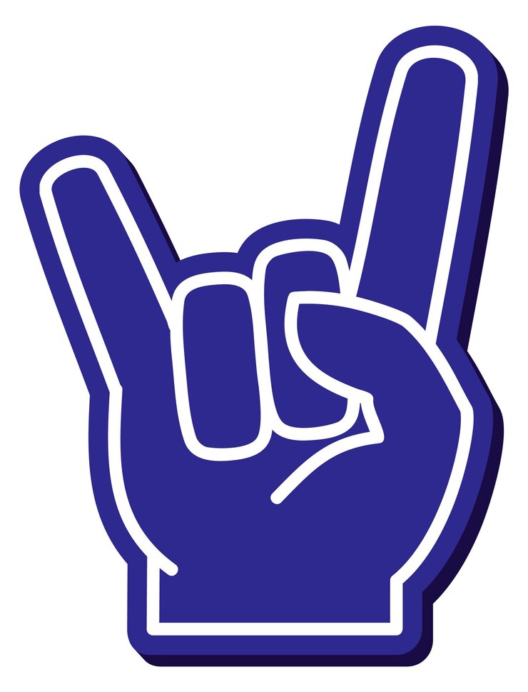 Vector rock gesture in blue sport foam hand style isolated on white background