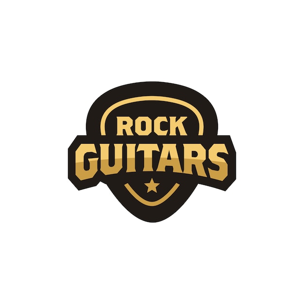 Rock Guitar Pick Emblem Badgeロゴデザイン