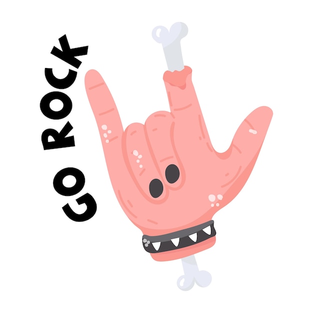 A rock hand flat sticker icon