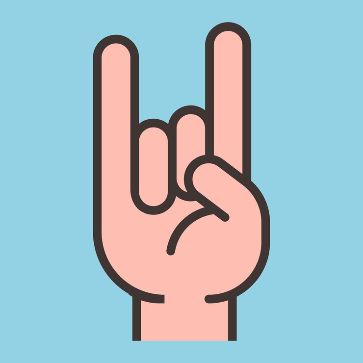 Vector rock hand gesture at a concert flat vector illustration