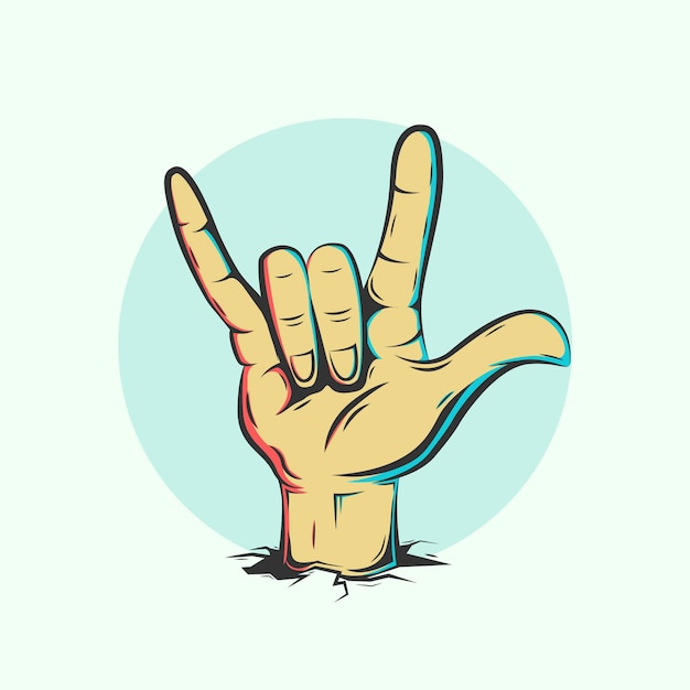 Vector rock hand gesture illustration