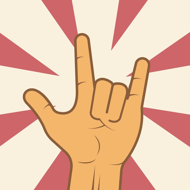 Rock hand gesture vector background illustration concept design