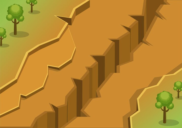 Vector rock hills separated by ravines