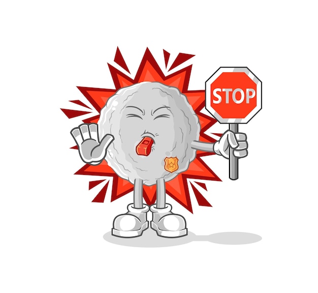 Rock holding stop sign cartoon mascot vector