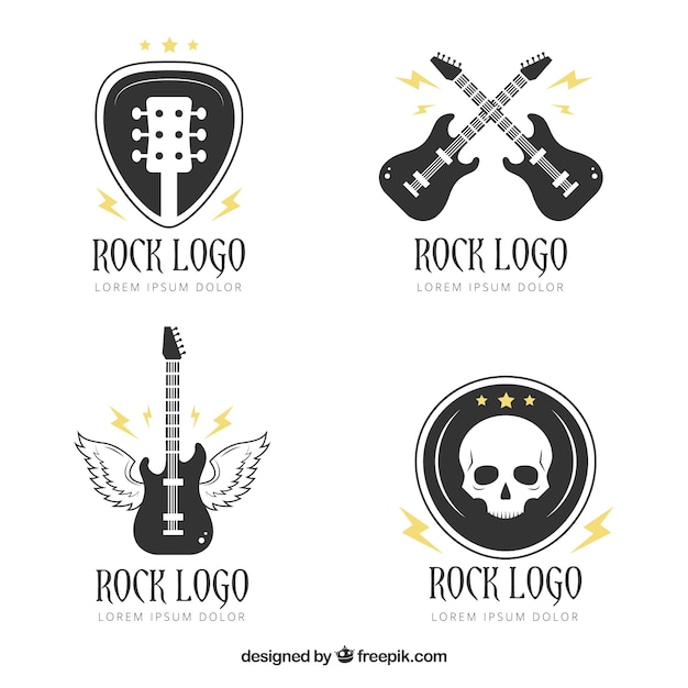 Vector rock logo collectie met plat ontwerp
