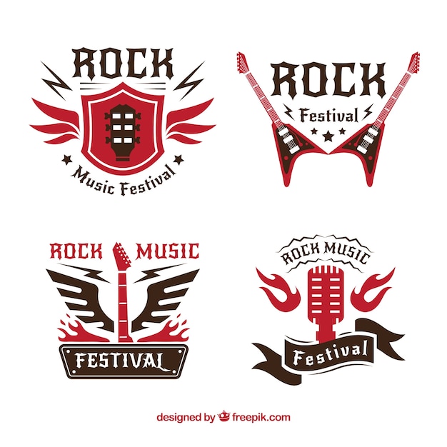 Rock logo collectie met plat ontwerp