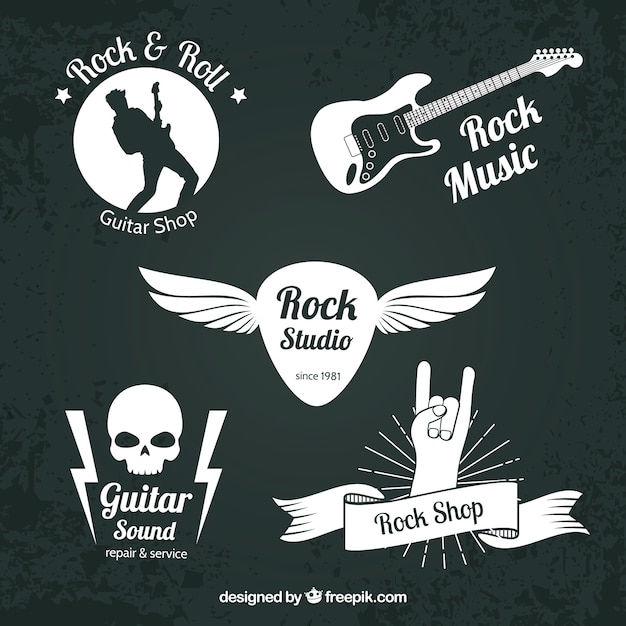 Collezione rock logo con design piatto