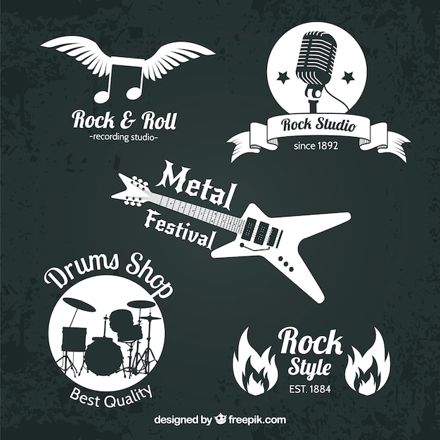 Collezione rock logo con design piatto