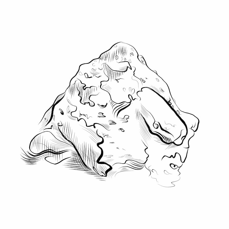 Vector rock mountain stone outline vector