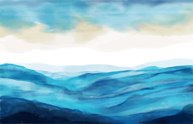 Vector rock mountain watercolour landscape vector background