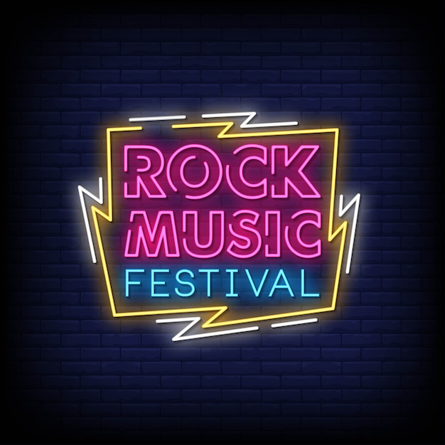 Rock Music Festival Neon Signs Style Text 