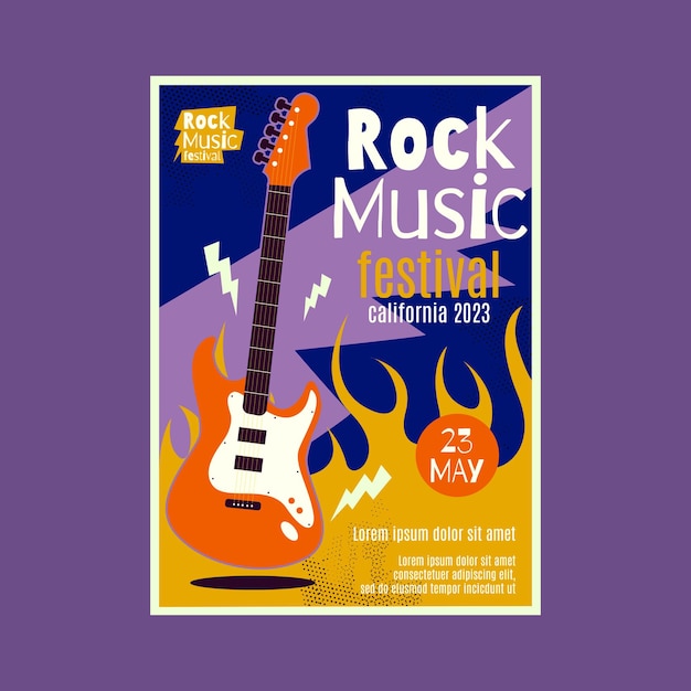 Rock music festival poster flyer template