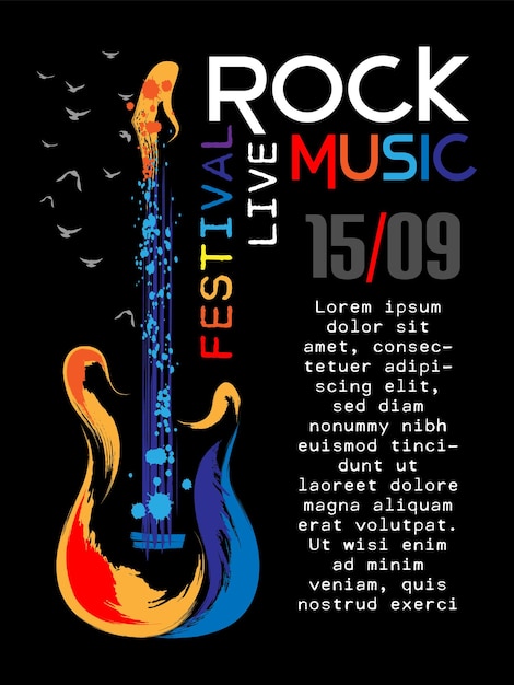 Vector rock music festival poster template