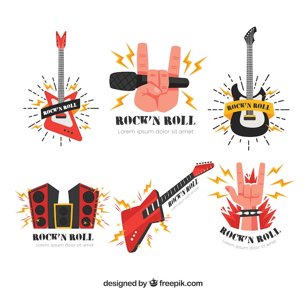 Vector rock music logo collection