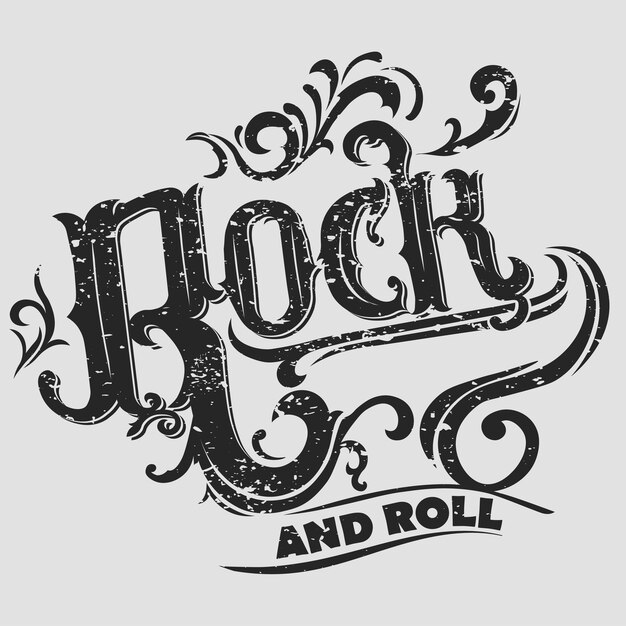 Rock music print, vintage label