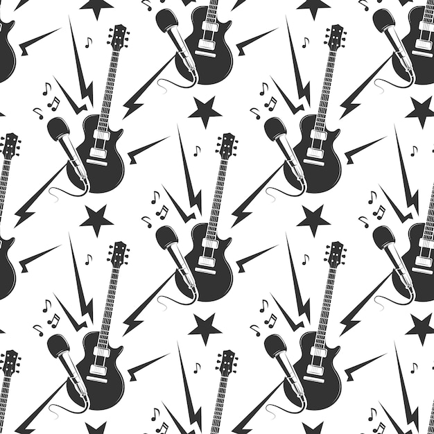 Vector rock music seamless pattern