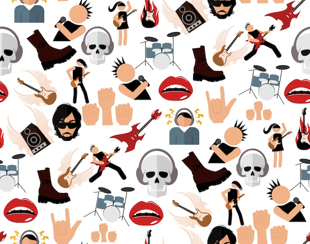 Rock music seamless pattern