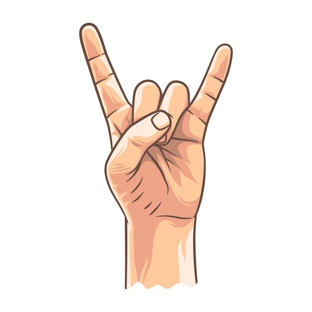 Vector rock n roll or heavy metal hand gesture with colorful. two fingers up. rock hand gesture. horn