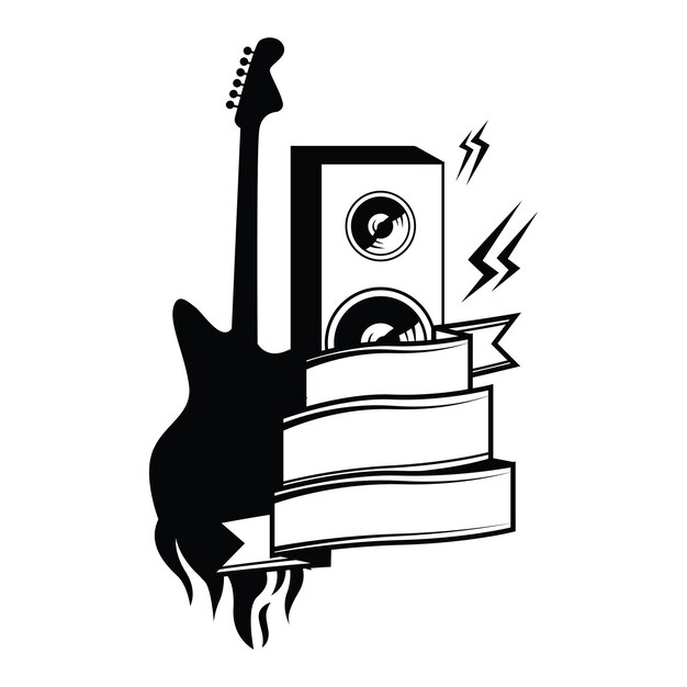 Silhouette del logo rock n' roll illustrazione vettoriale del logo del festival rock