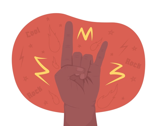 Vector rock n roll salute 2d vector isolated illustration