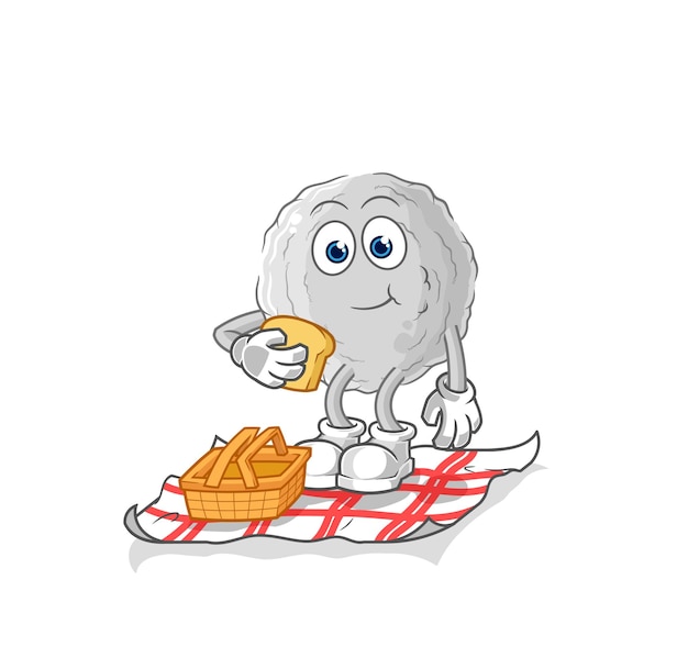 Rock op een picknick cartoon cartoon mascotte vector