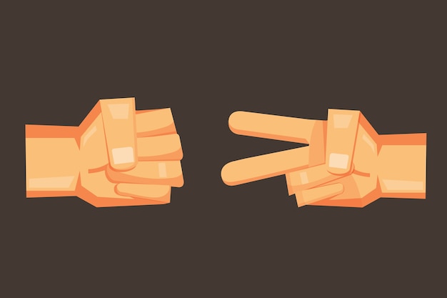 Rock-paper-scissors vector cartoon hand design.