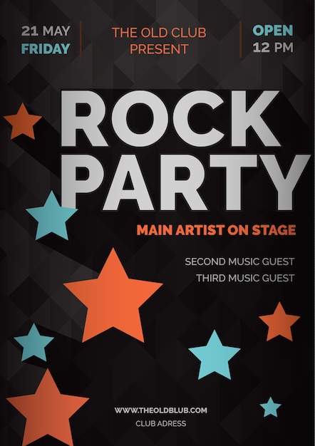 Rock partij poster met sterren