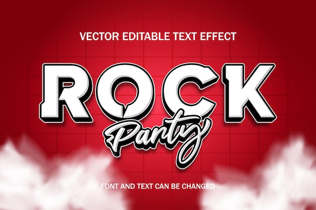 Rock party typography lettering 3d editable text effect font style template background banner