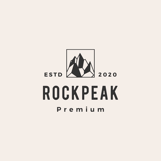Rock peak mount stone hipster vintage logo  icon illustration