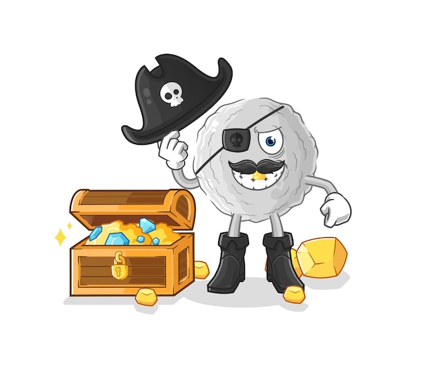 Rock pirate with treasure mascot cartoon vector