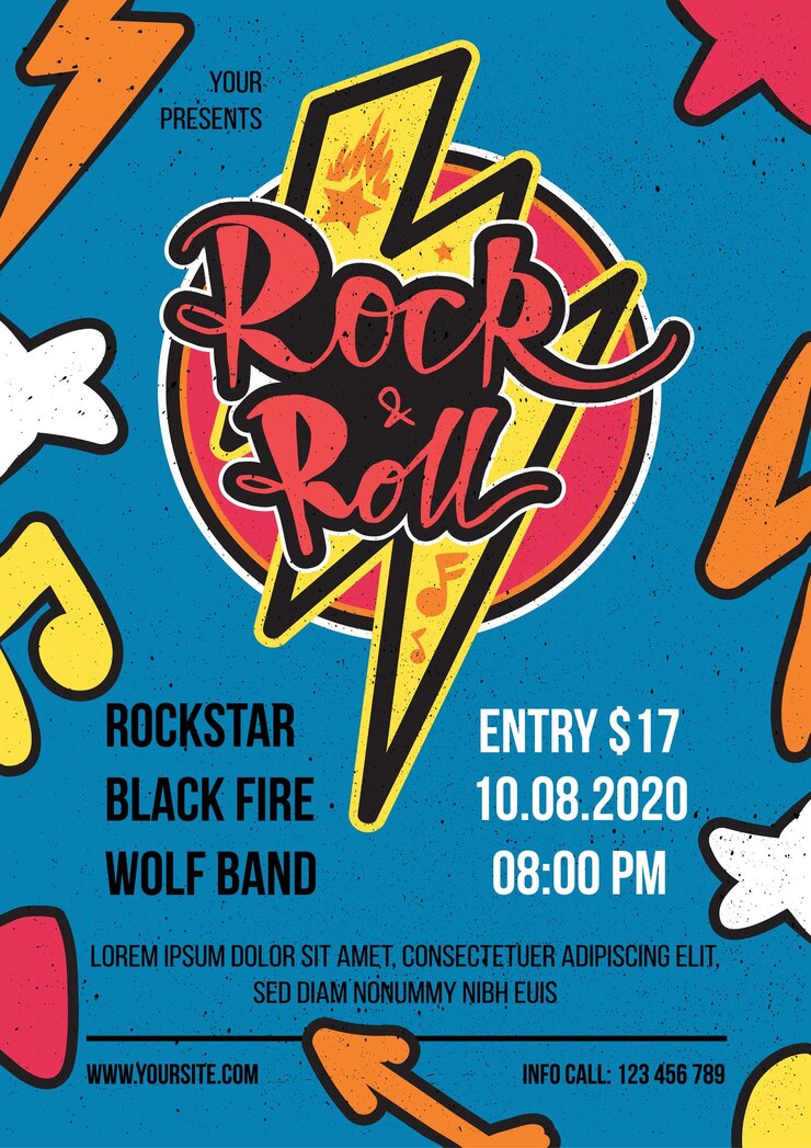 Vector rock and roll advertising label poster vector