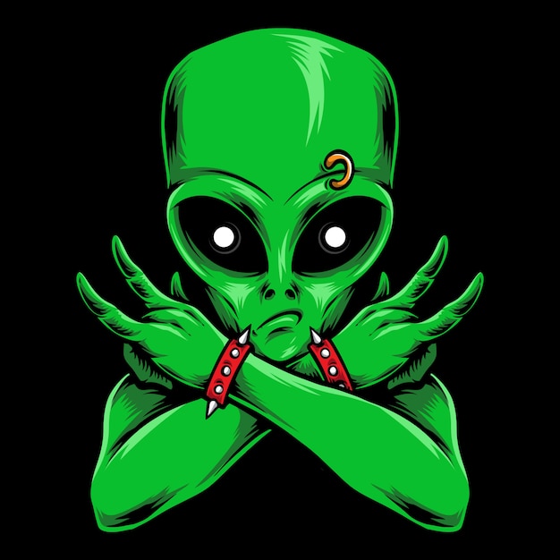 Rock and roll alien illustration