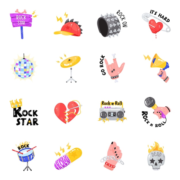 Rock and Roll Flat Icons