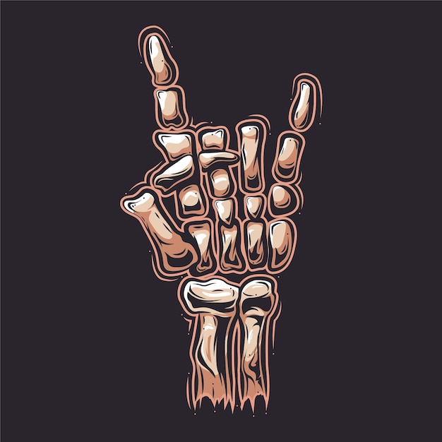 Vector rock and roll skeleton hand cartoon