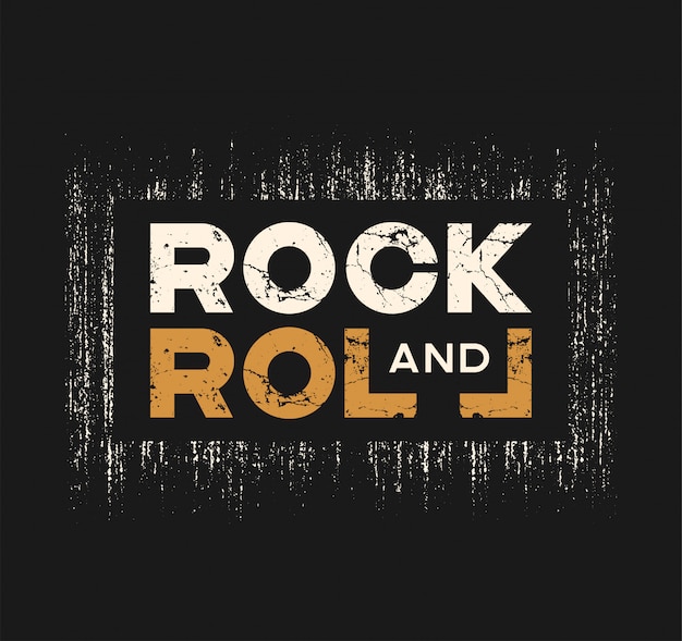 Vector rock and roll tshirt and apparel design with grunge effect and