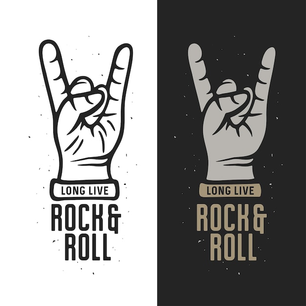 ロック・アンド・ロール・Tシャツデザイン ロック・ジェスチャー ベクトル・ヴィンテージ・イラスト